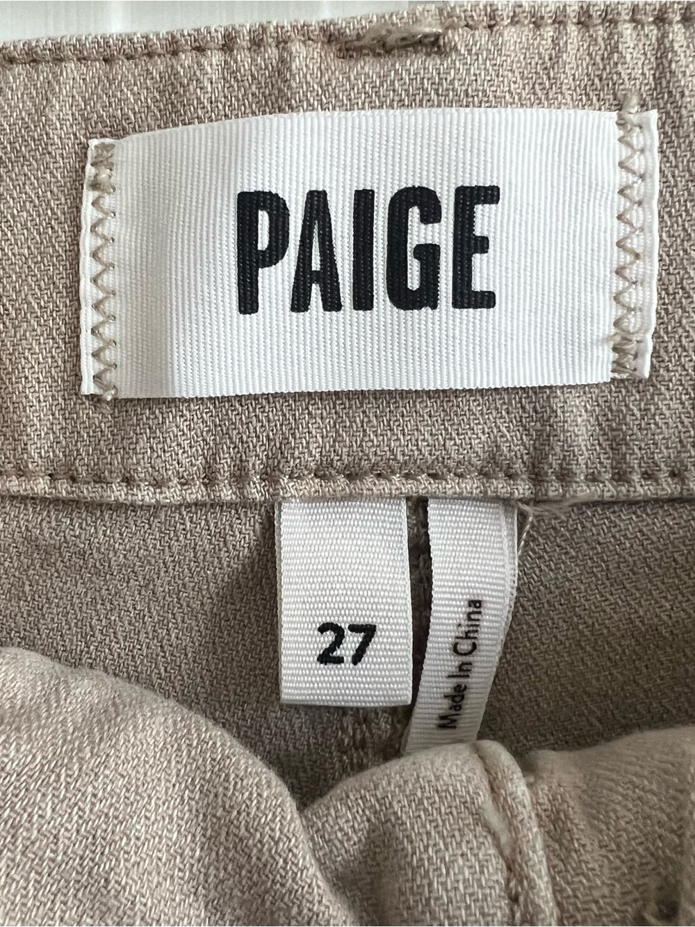 Paige Ari Wide Leg Pants Tan Drawstring High Waist Cotton Ankle size 27 flawed - Picture 2 of 7